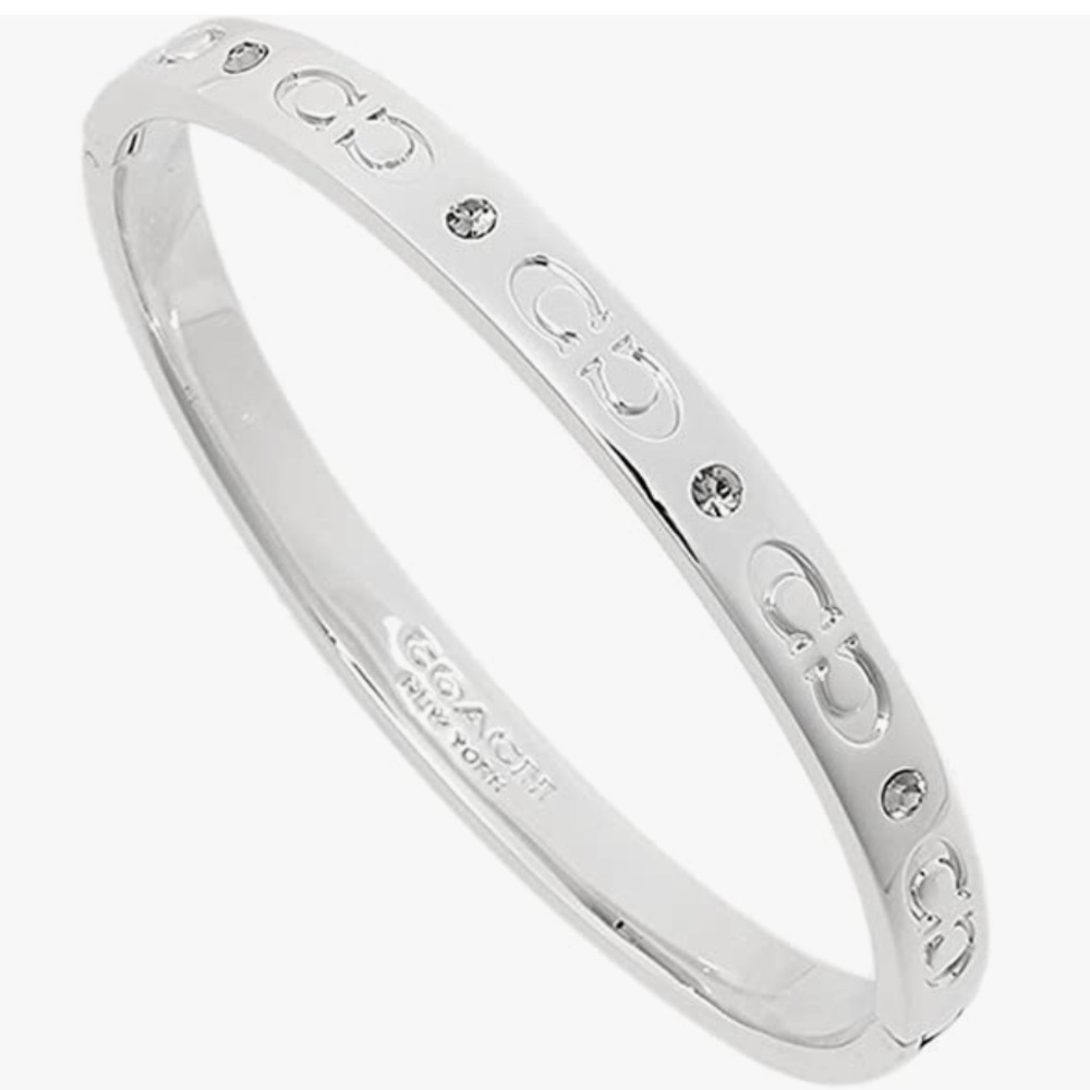 💥COACH KISSING “C” HINGED BANGLE BRACELET - SILVER💥